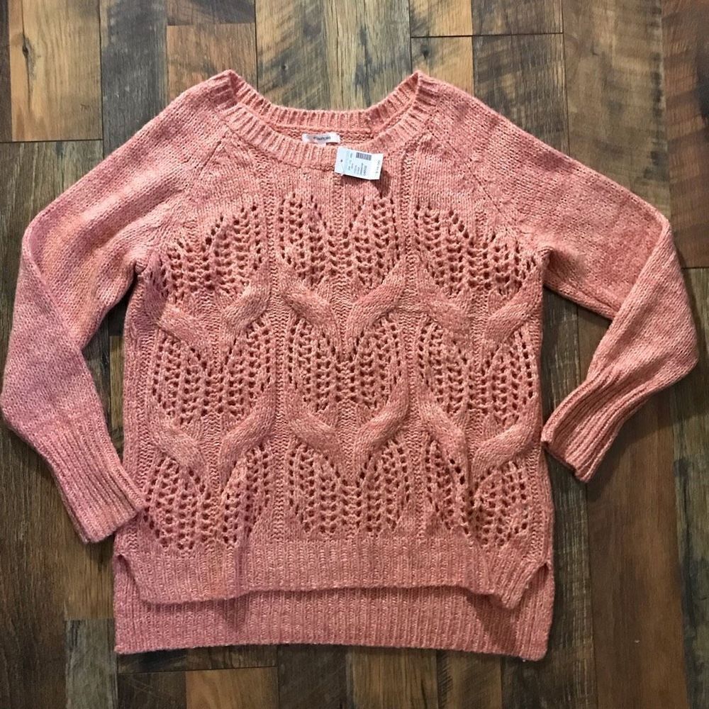 Maurices peach open weave Sweater top size Large New with tags women’s